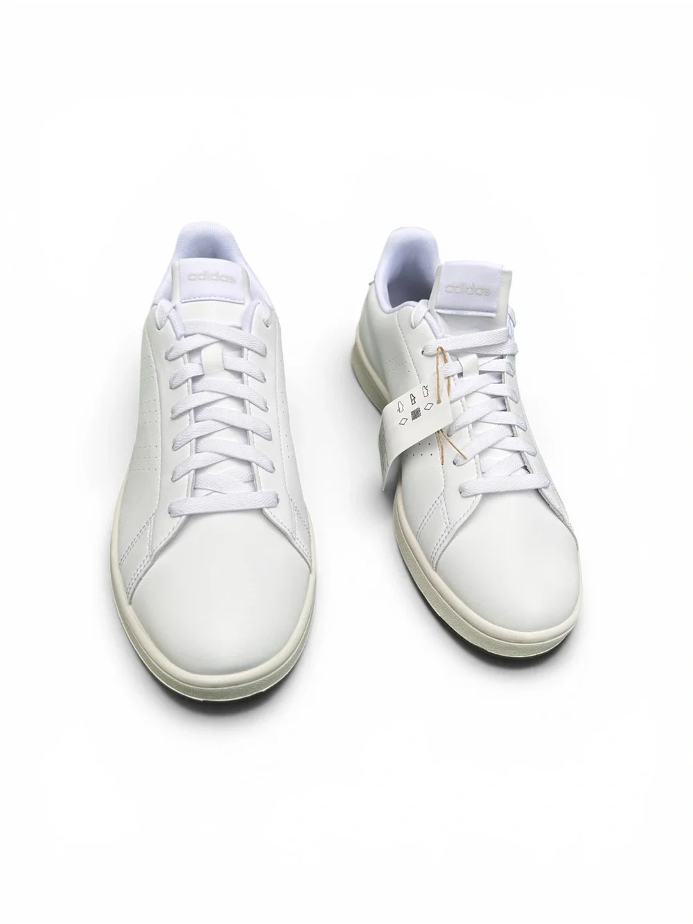 adidas White Sneakers with Green Heel Tab